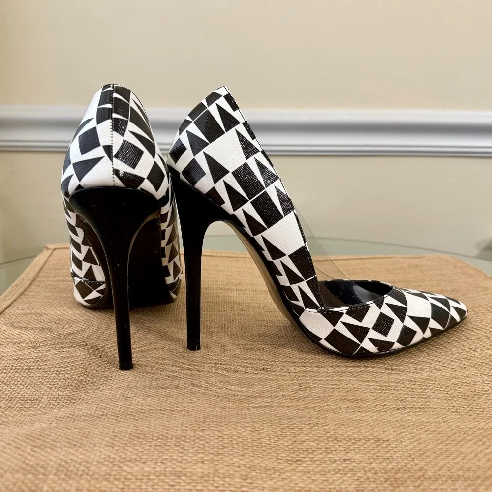 STEVE MADDEN Wileen Heels | Women's Size 8.5 | Black & White - Picture 1 of 6